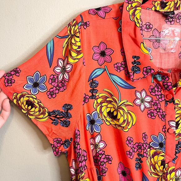 MODCLOTH Women's Floral Short Sleeve 1/2 Button Mini Dress Plus Size 2X NWOT - Picture 3 of 10